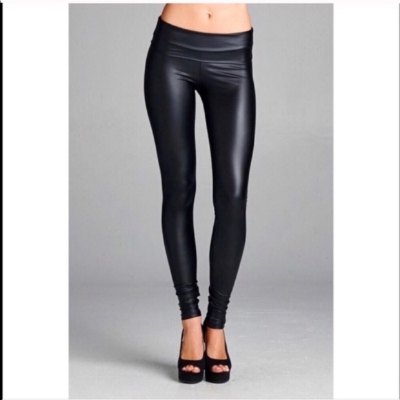 S-XL Avail! High Waisted Vegan Leather Leggings - Picture 5 of 7